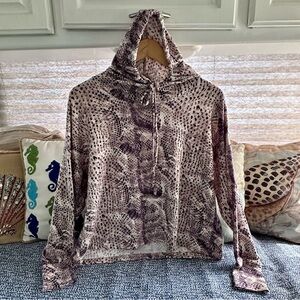 Midnight Bakery Rattler Hoodie Small Snakeskin Print Cropped Oversized Soft Cozy